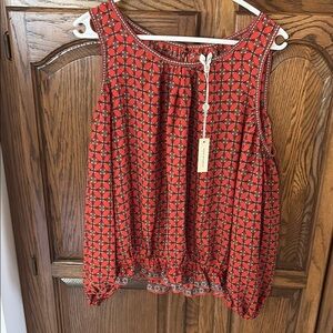 Red Patterned Sleeveless Top